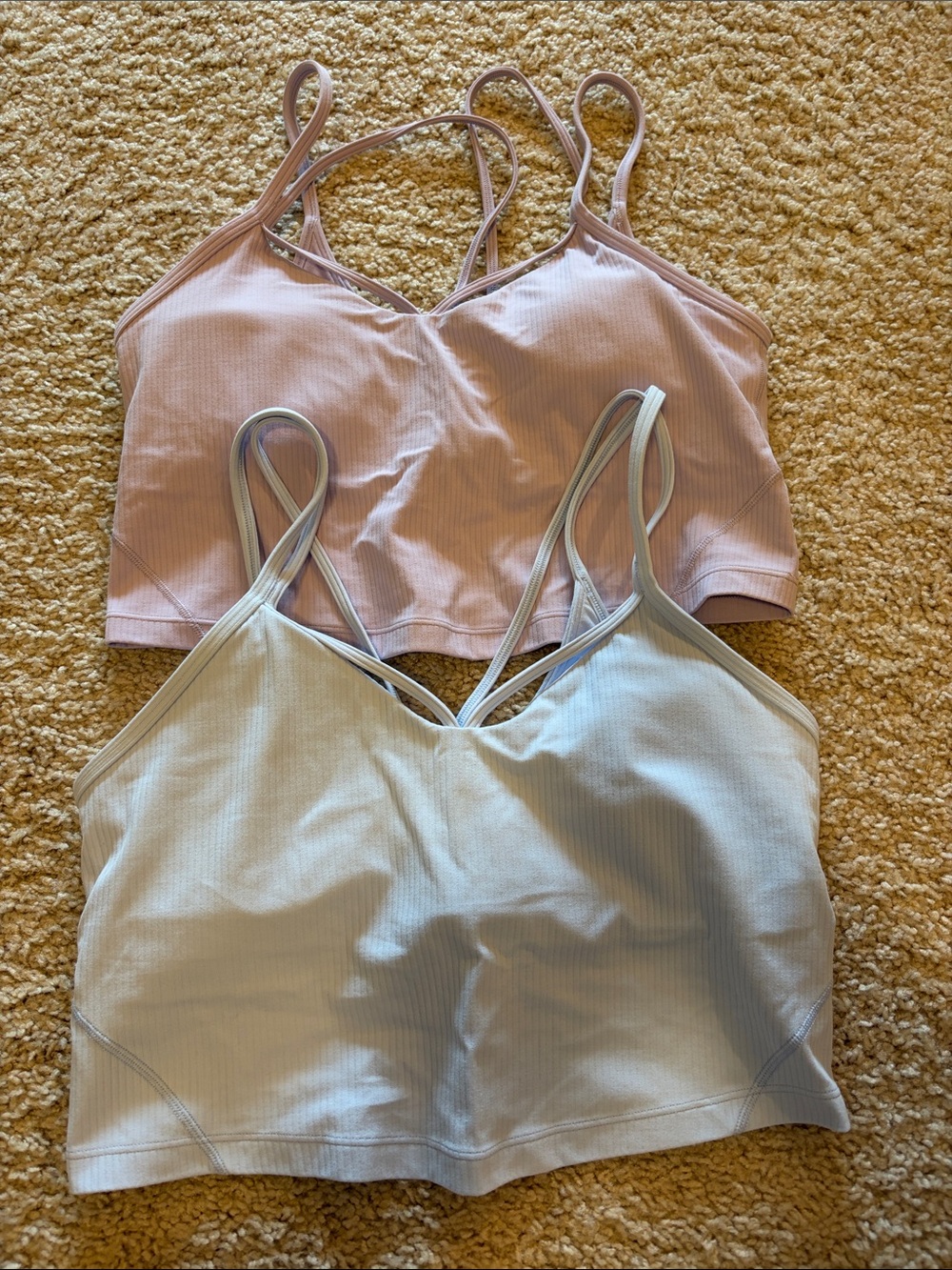 Lululemon Women’s Ribbed Strappy Bralettes - light purple and blue